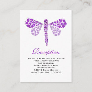 Wedding Reception Cards Purple & White Dragonfly