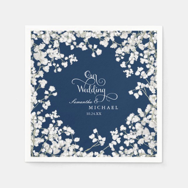 Wedding Reception Decor Babys Breath Wreath Floral Napkin (Front)