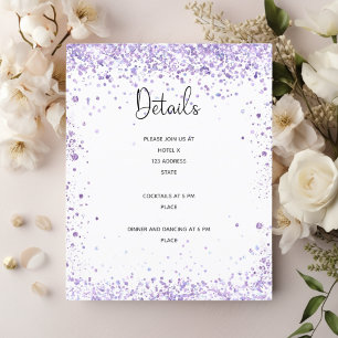 Wedding reception details violet glitter budget flyer