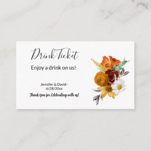 Wedding Reception Drink Ticket Enclosure Card