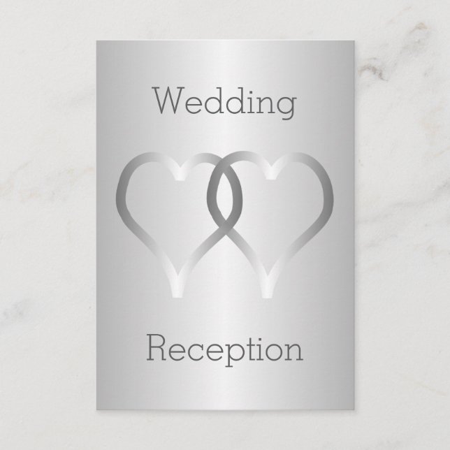 Wedding Reception Enclosure Card Silver Hearts (Front)