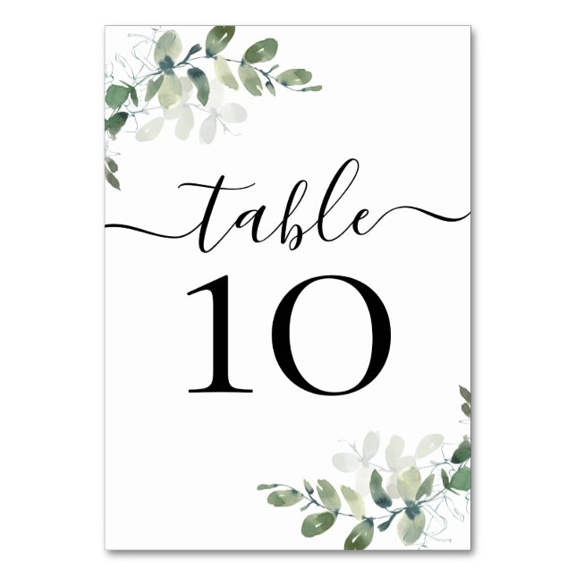 Wedding Reception Eucalyptus Table Number (Front)