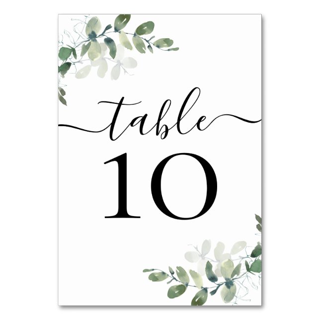 Wedding Reception Eucalyptus Table Number (Front)