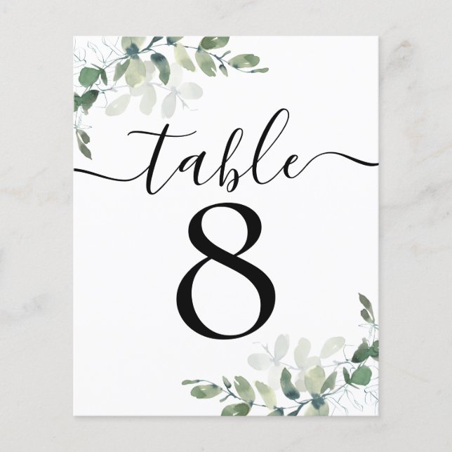 Wedding Reception Eucalyptus Table Number 8 (Front)