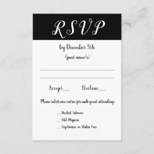 Wedding Reception Event or Party 3 Choices RSVP