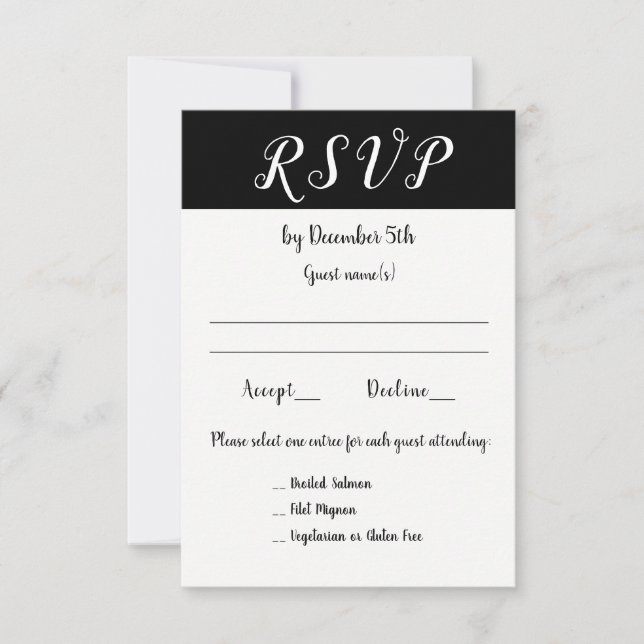 Wedding Reception Event or Party 3 Choices RSVP (Front)