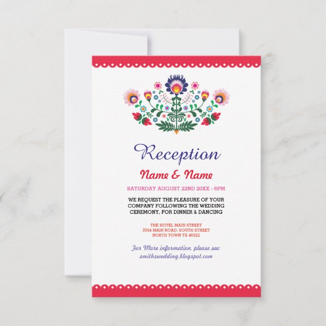 Wedding Reception Fiesta Cards Mexican Inserts (Front)