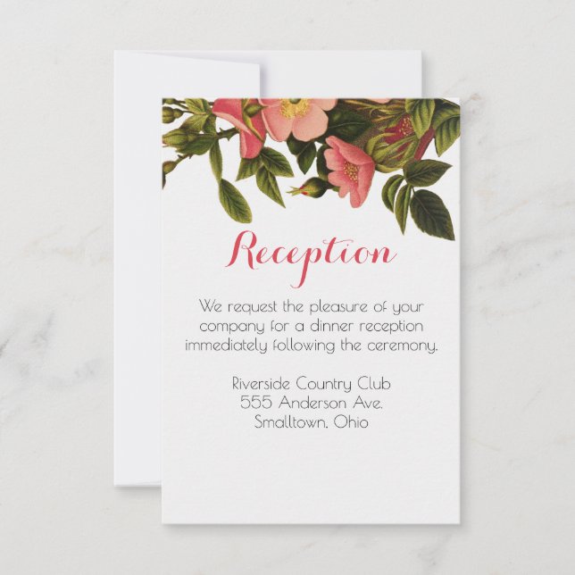 Wedding Reception Floral Template Invitation Card (Front)