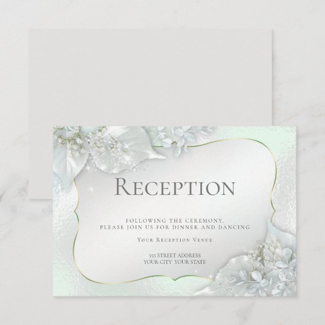 WEDDING RECEPTION | Honeydew Green Shimmer Invitation (Front/Back)