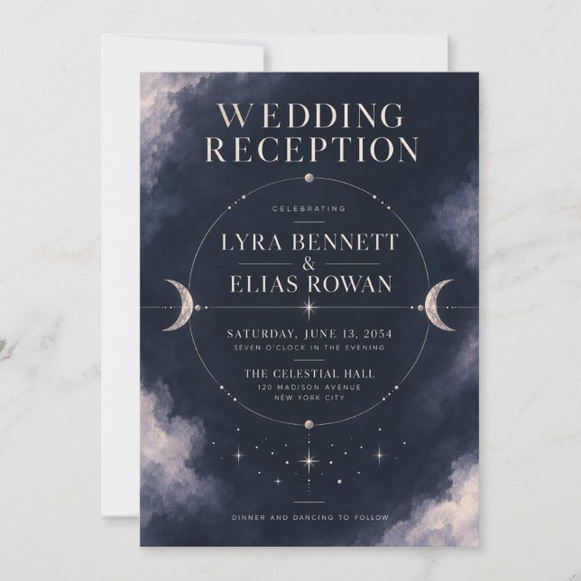 Wedding Reception Invitation | Celestial Moonlit S (Front)