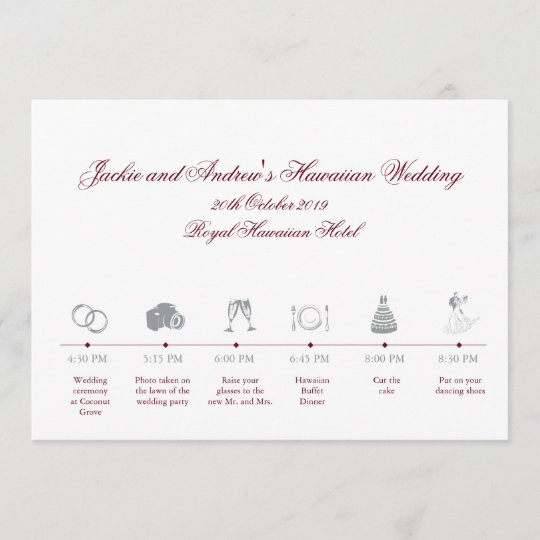 Wedding Reception Itinerary Timeline Program Zazzle Ca