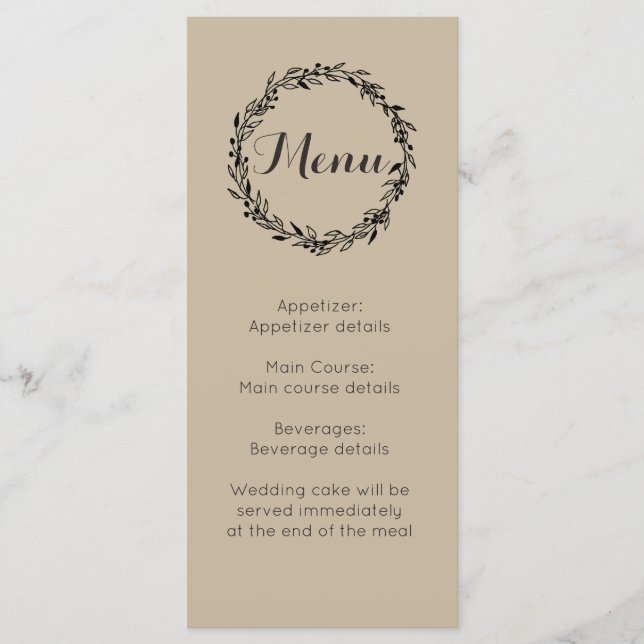 Wedding Reception menu custom template (Front)