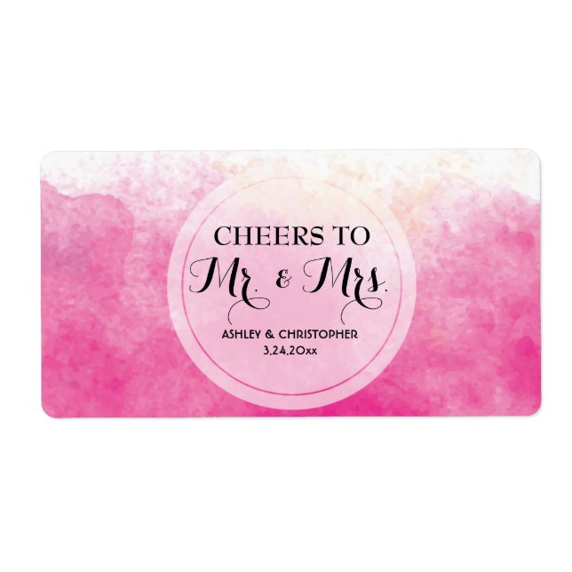 Wedding Reception Mini Champagne Label Watercolor (Front)