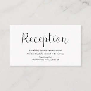 Wedding Reception, Minimal design, Black font Enclosure Card