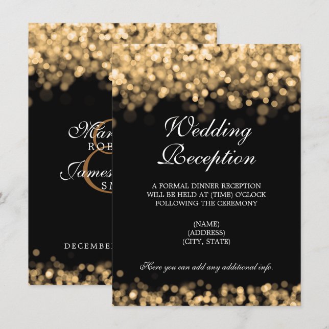 Wedding Reception Only Gold Lights Invitation (Front/Back)