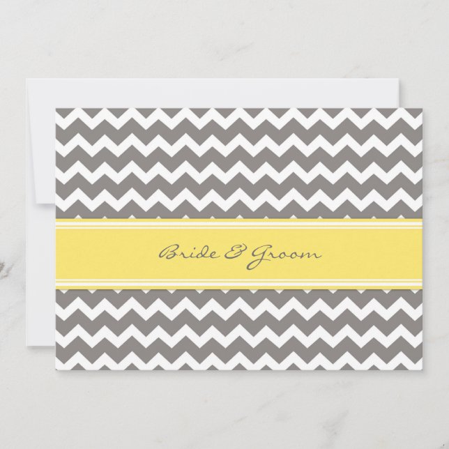 Wedding Reception Only Grey Yellow Chevron Invitation (Front)