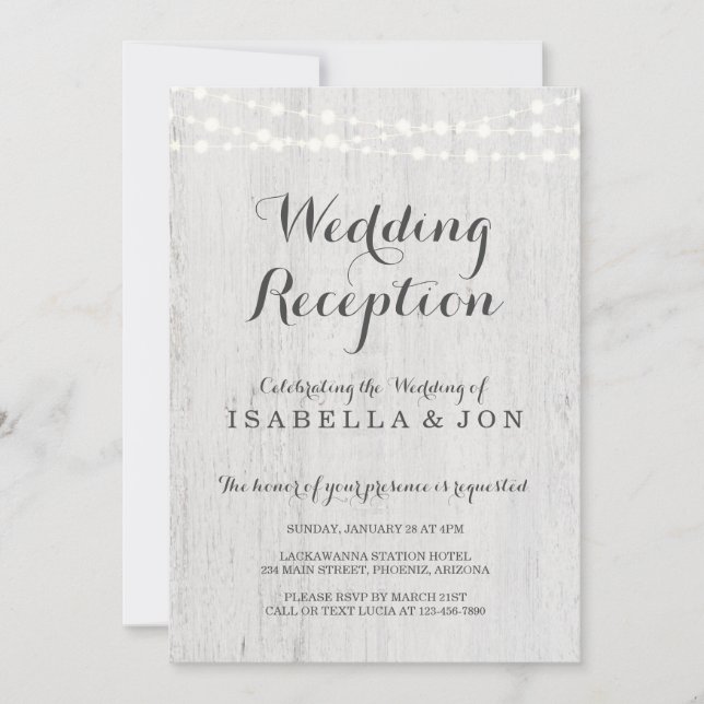 Wedding Reception Only Invitation, Rustic Romantic Invitation (Front)