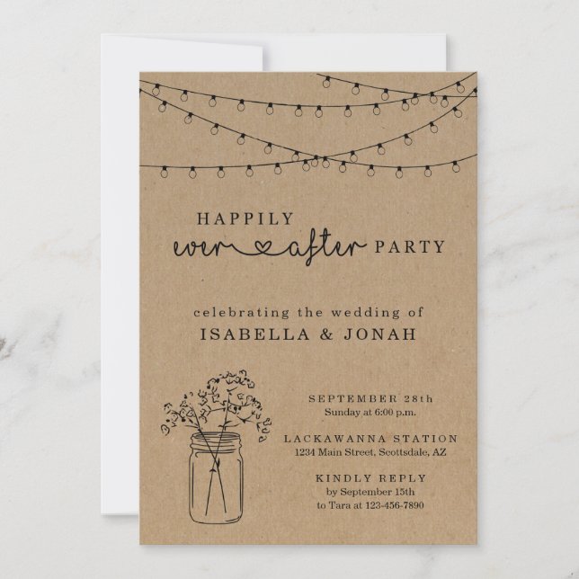 Wedding Reception Only | Rustic Mason Jar Invitation (Front)