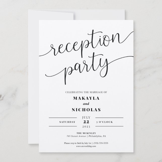 Wedding Reception Party Invitation (Front)