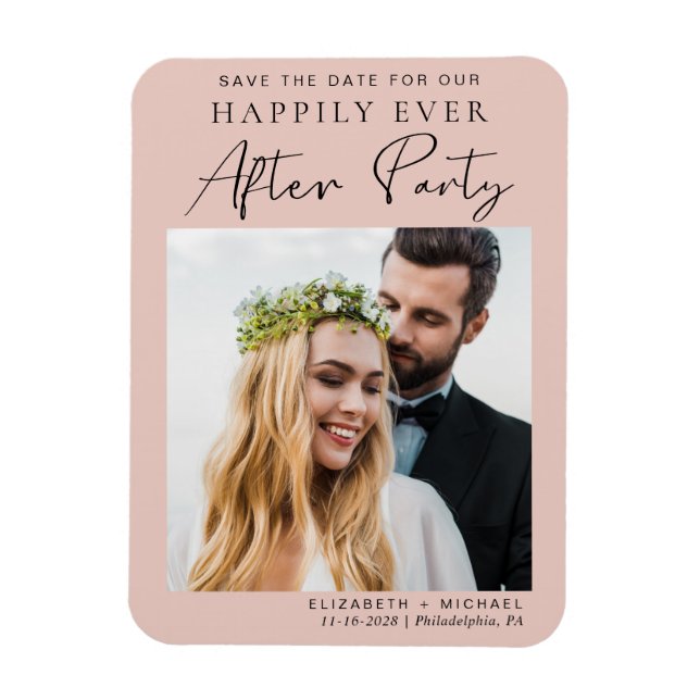 Wedding Reception Photo Blush Save The Date Magnet (Vertical)
