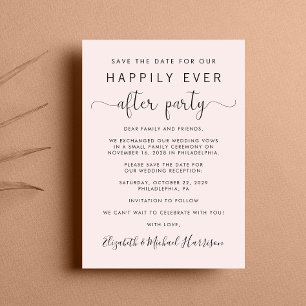 Wedding Reception Pink Save the Date Announcement