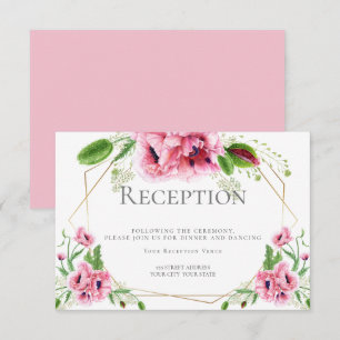 WEDDING RECEPTION Pink Watercolor Poppies Invitation