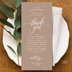 Wedding Reception Place Setting Thank You Card