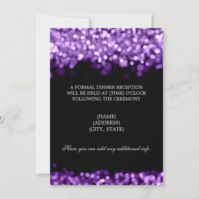 Wedding Reception Purple Lights Invitation (Front)