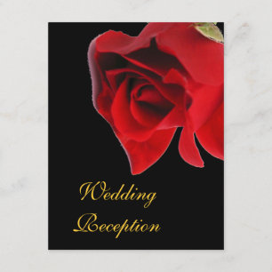 Wedding Reception red rose on black Invitation