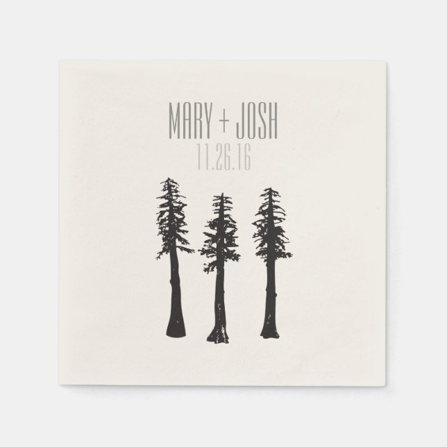 Wedding Reception Redwood Trees Cocktail Napkin (Front)