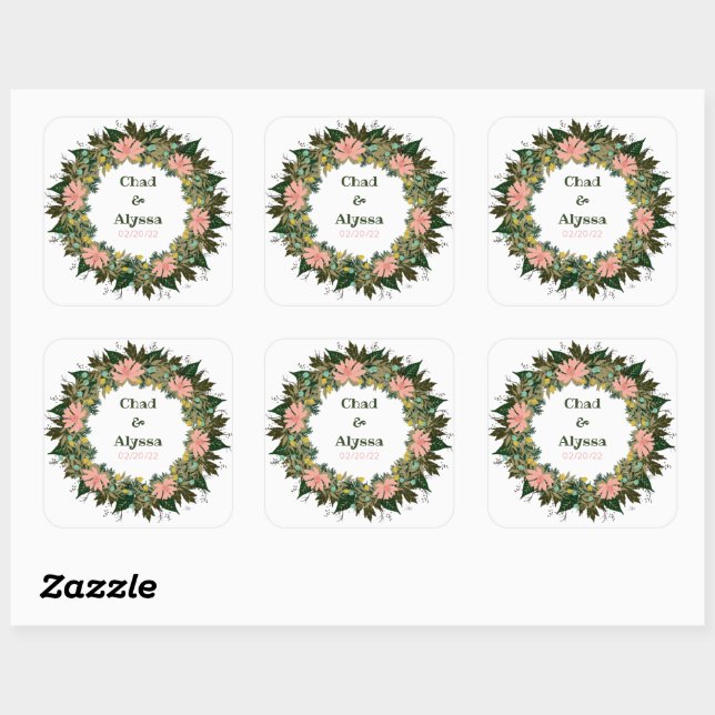 Wedding Reception Rehearsal Elegant Postage Square Sticker (Sheet)