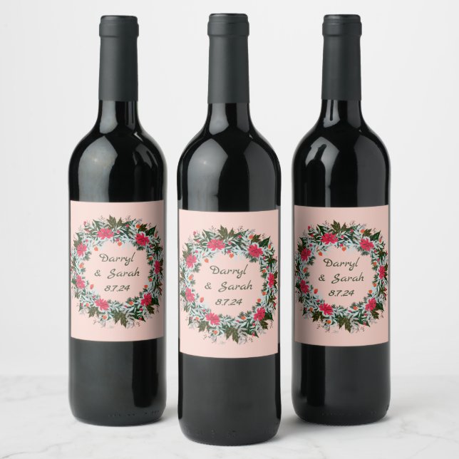 Wedding Reception Rehearsal Elegant Wine  Label (Bottles)