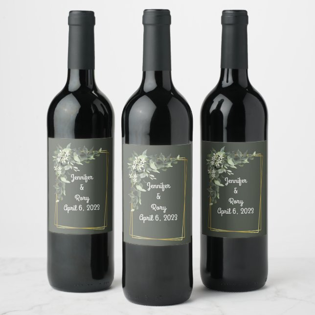 Wedding Reception Rehearsal Wine Elegant Label (Bottles)