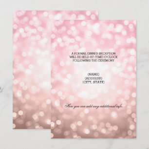 Wedding Reception Rose Blush Pink Lights Invitation