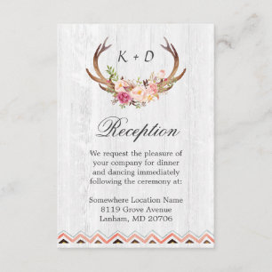Wedding Reception Rustic Antler Wood Boho Decor Enclosure Card