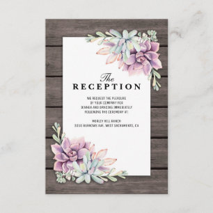 Wedding Reception Rustic Succulent Floral Enclosure Card
