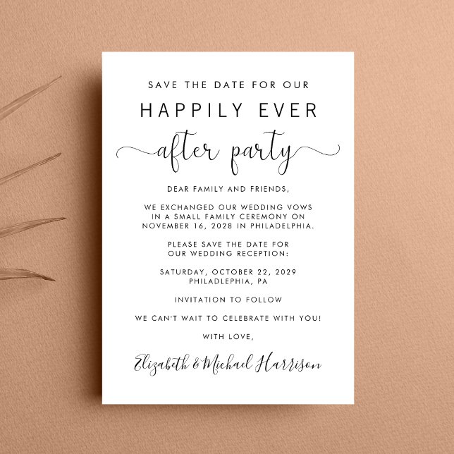 Wedding Reception Save the Date Announcement (A chic save the date announcement for a reception to celebrate your elopement or private wedding )