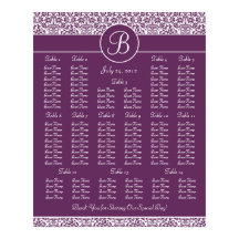 Wedding Reception Seating Chart - Standard Sizes