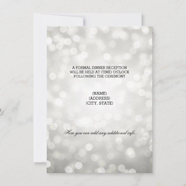 Wedding Reception Silver Glitter Lights Invitation (Front)