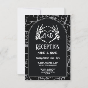 Wedding Reception Skeleton Hearts Hands Halloween Invitation