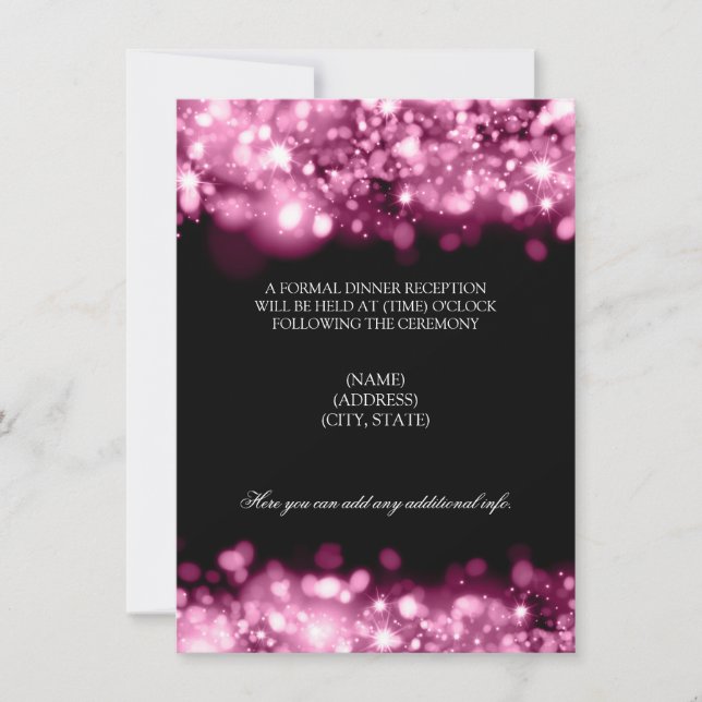 Wedding Reception Sparkling Lights Pink Invitation (Front)