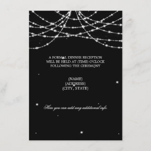 Wedding Reception Sparkling String Black Enclosure Card