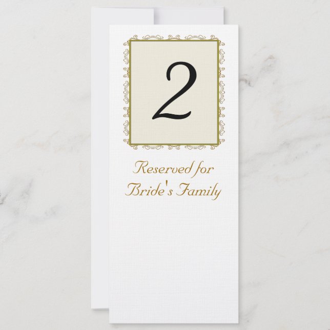 Wedding Reception Table Number (Front)