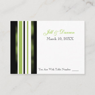 Wedding Reception Table Number Card Green Stripes