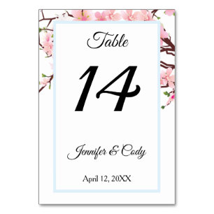 Wedding Reception Table Number Cherry Blossoms