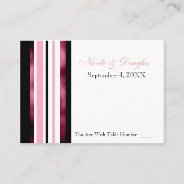 Wedding Reception Table Number Place Card Reminder (Front)