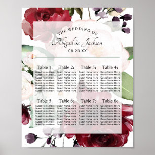 Wedding Reception Table Number Seating Chart Sign