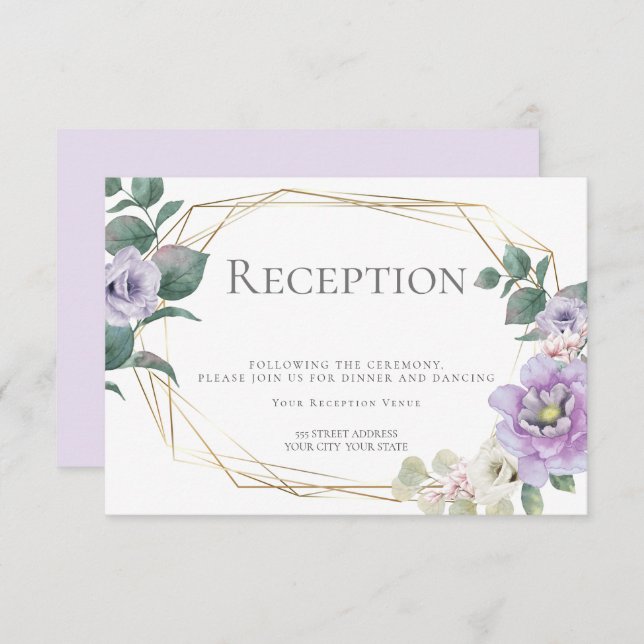 Wedding Reception | Watercolor Lavender Floral Invitation (Front/Back)