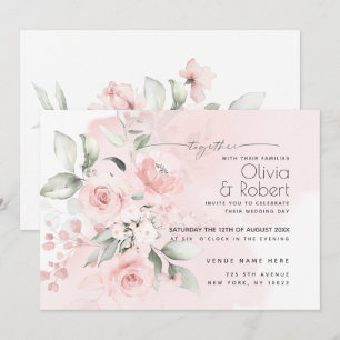 WEDDING RECEPTION   Wispy Pink Cottage Roses Invitation