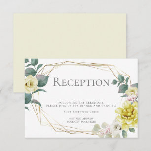 Wedding Reception Yellow Peony Flowers Invitation